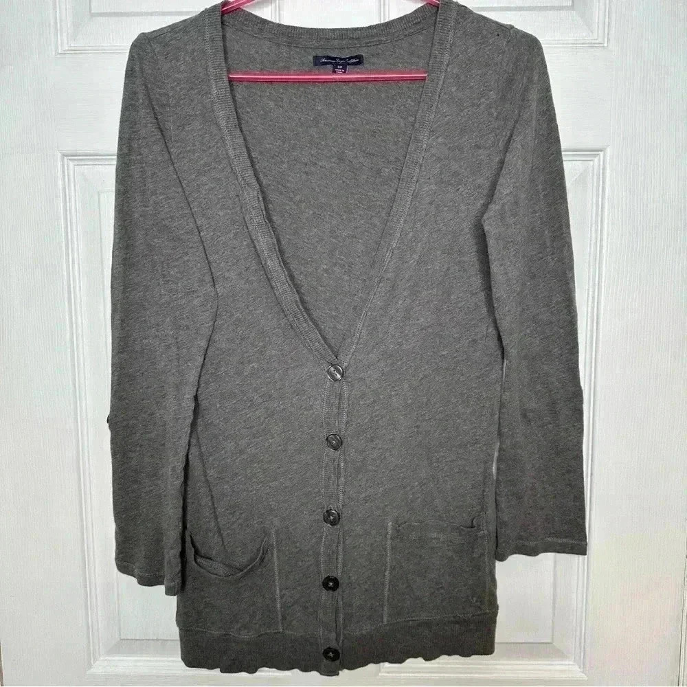 American Eagle Outfitters Cardigan Long Grey Size Small